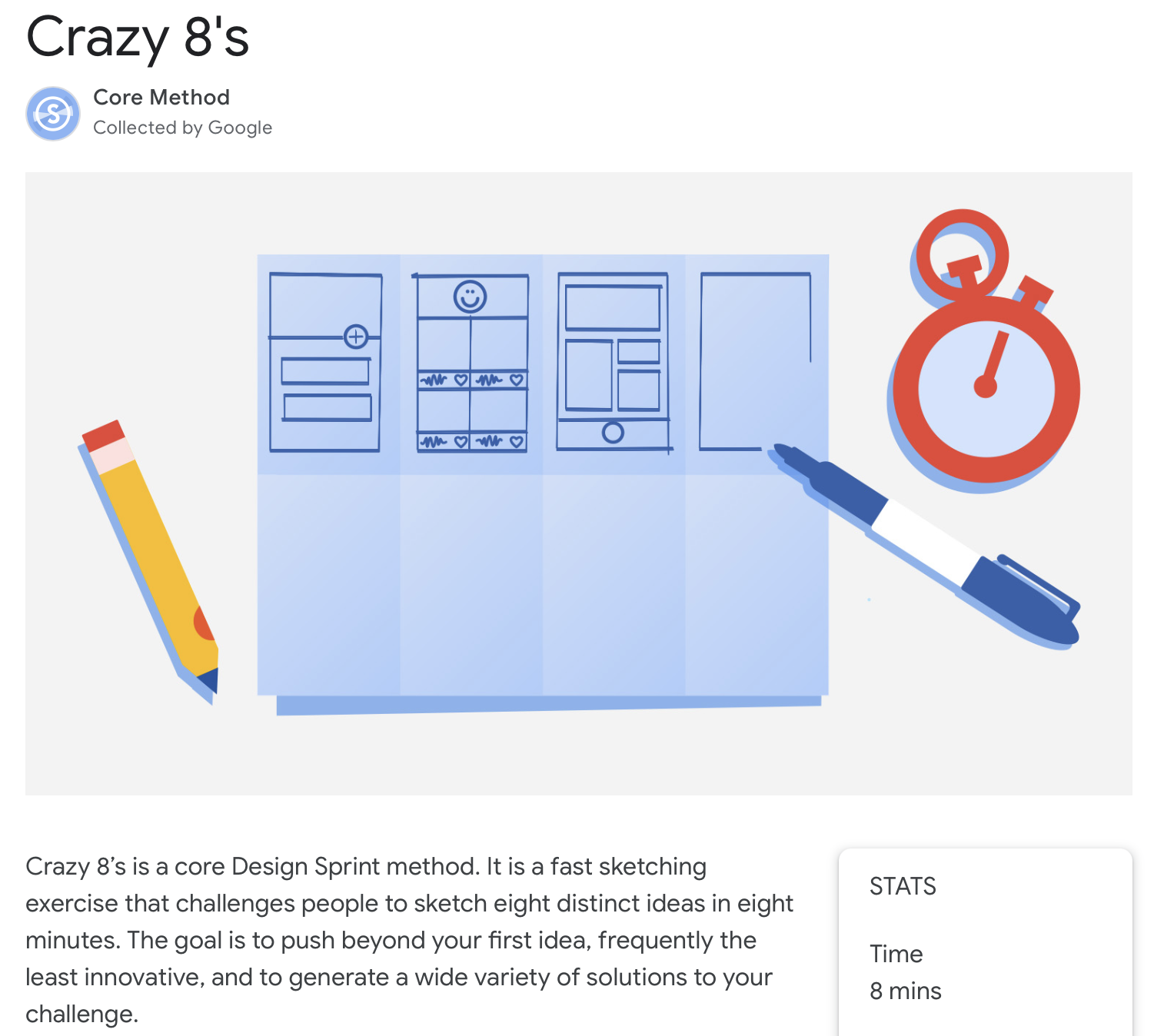 Crazy 8s is a design sprint method.