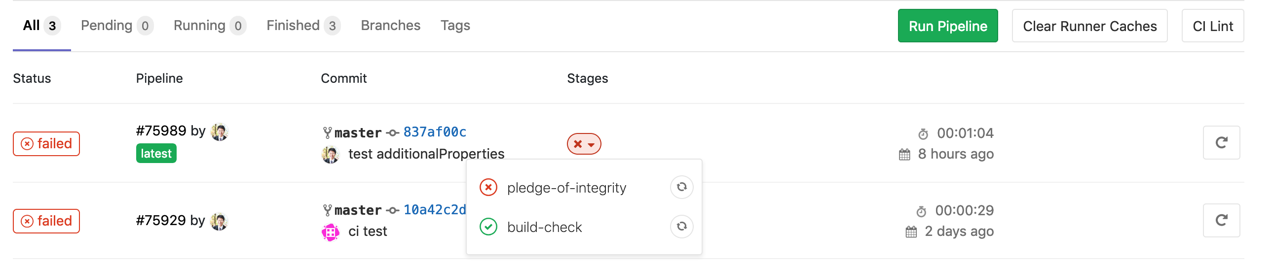 CI pipeline